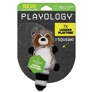 Playology Plush Raccoon Sweet Potato Scent Small Pet Toy
