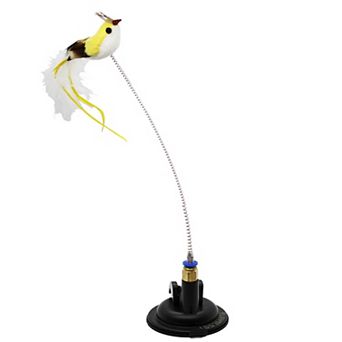 Playology Suction Cup Spring Bird Cat Toy for Interactive Play