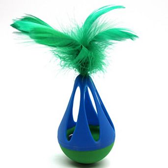 Playology Wobbler with Feather Cat Toy for Interactive Play