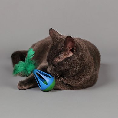 Playology Wobbler with Feather Cat Toy for Interactive Play