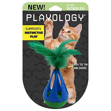 Playology Wobbler with Feather Cat Toy for Interactive Play