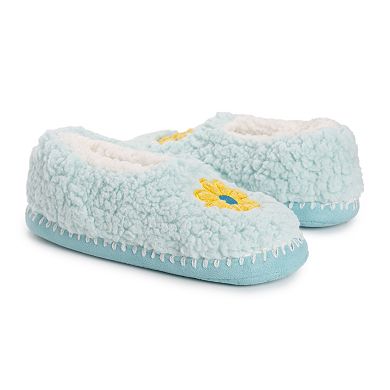 MUK LUKS Sherpa Smiley Women's Ballet Flat Slippers