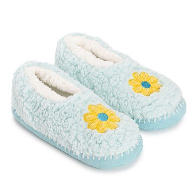 MUK LUKS Sherpa Smiley Women's Ballet Flat Slippers