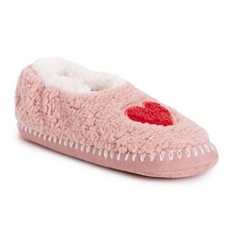 MUK LUKS Sherpa Smiley Women's Ballet Flat Slippers