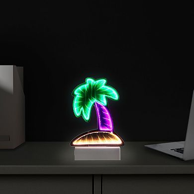 Northlight LED Lighted 3D Palm Tree 8" Infinity Mirror