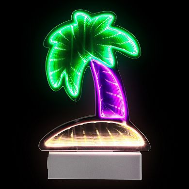 Northlight LED Lighted 3D Palm Tree 8" Infinity Mirror