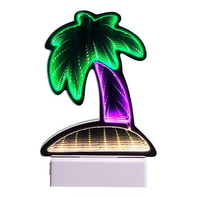 Northlight LED Lighted 3D Palm Tree 8" Infinity Mirror