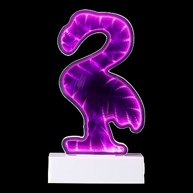 Northlight LED Lighted 3D Flamingo 8" Infinity Mirror