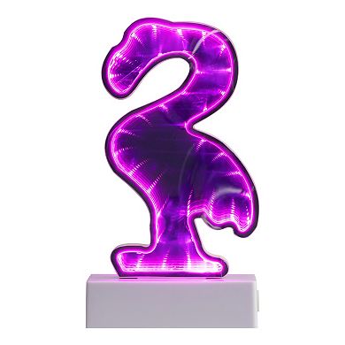 Northlight LED Lighted 3D Flamingo 8" Infinity Mirror