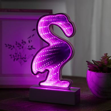 Northlight LED Lighted 3D Flamingo 8" Infinity Mirror