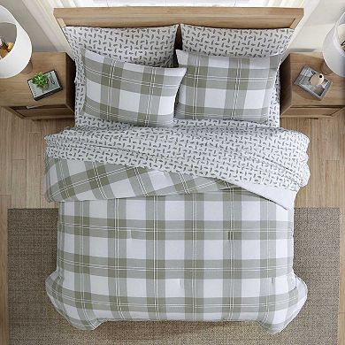Eddie Bauer Mountain Embroidery Plaid Green King Comforter Set