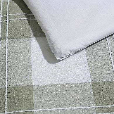 Eddie Bauer Mountain Embroidery Plaid Green King Comforter Set