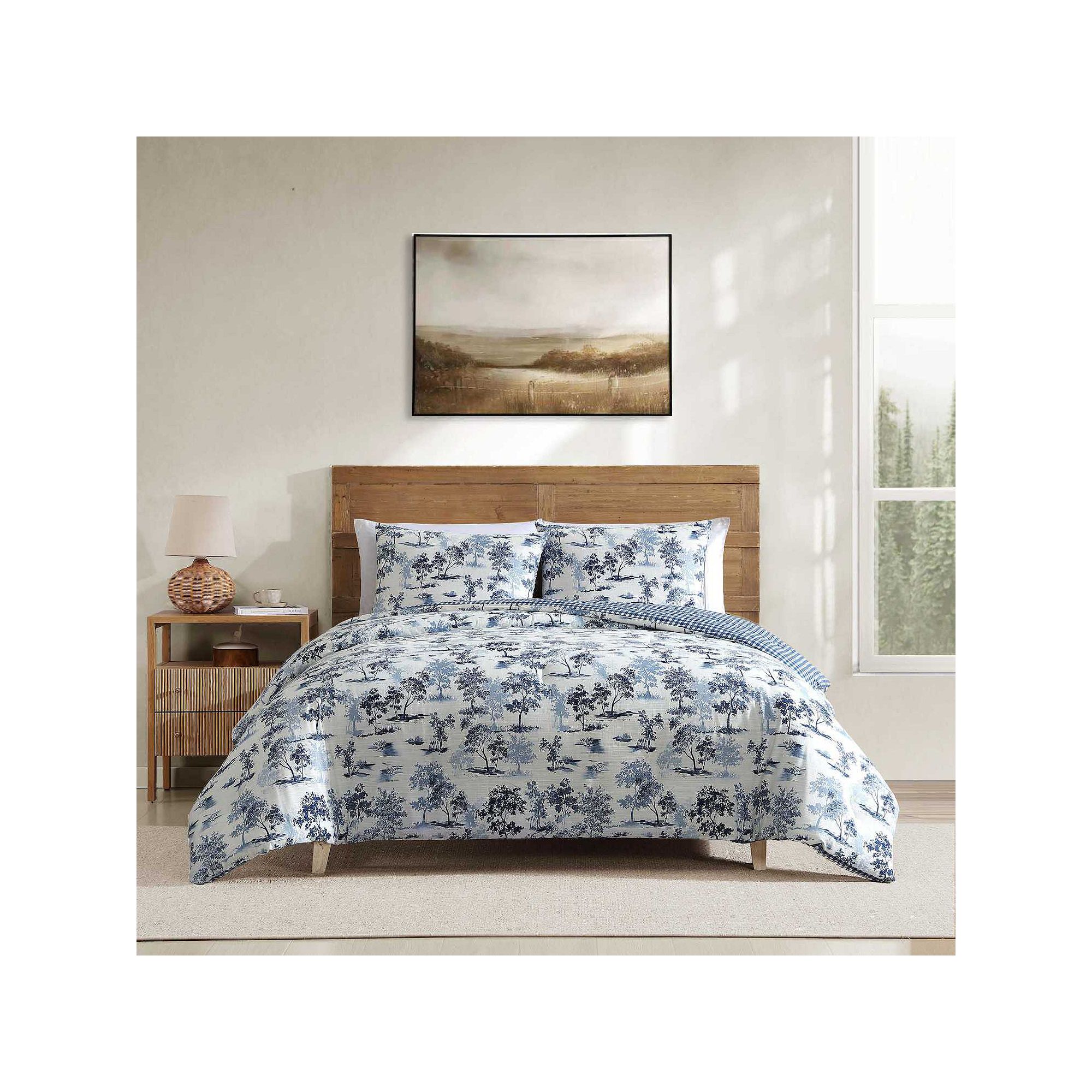 Eddie Bauer Vintage Forest Toile Blue Comforter Set, Vintage Green Blue