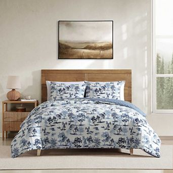 Eddie Bauer Vintage Forest Toile Blue Comforter Set