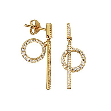 18k Gold Over Silver Lab-Created White Sapphire Lariat Necklace and Drop Earrings Set