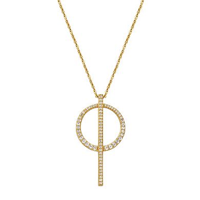18k Gold Over Silver Lab-Created White Sapphire Lariat Necklace and Drop Earrings Set