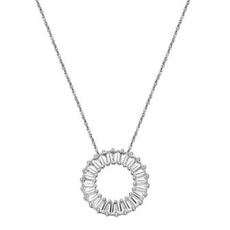 Sterling Silver Lab-Created White Sapphire Circle Necklace