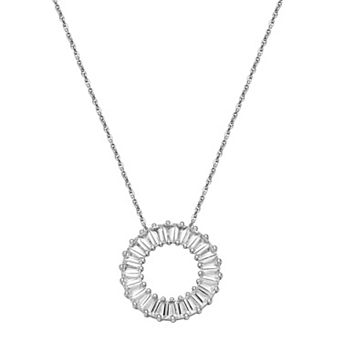 Sterling Silver Lab-Created White Sapphire Circle Necklace