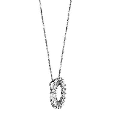 Sterling Silver Lab-Created White Sapphire Circle Necklace