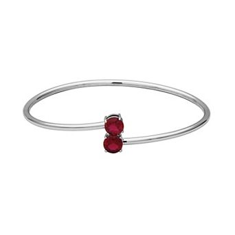 Sterling Silver Lab-Created Ruby Bypass Cuff Bracelet