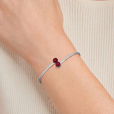 Sterling Silver Lab-Created Ruby Bypass Cuff Bracelet