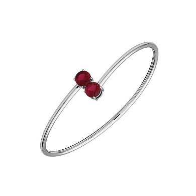 Sterling Silver Lab-Created Ruby Bypass Cuff Bracelet