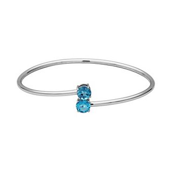Sterling Silver Swiss Blue Topaz Cuff Bracelet