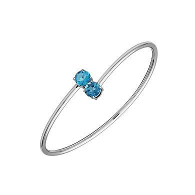 Sterling Silver Swiss Blue Topaz Cuff Bracelet