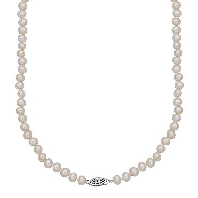 Sterling Silver Freshwater Cultured Pearl & Lab-Created White Sapphire Necklace, Bracelet, and Earring Set