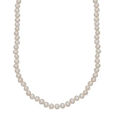 Sterling Silver Freshwater Cultured Pearl & Lab-Created White Sapphire Necklace, Bracelet, and Earring Set
