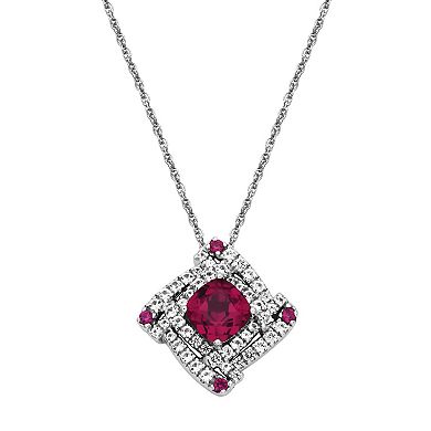 Sterling Silver Lab-Created Ruby & White Sapphire Windmill Stud Earring & Necklace Set