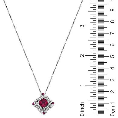 Sterling Silver Lab-Created Ruby & White Sapphire Windmill Stud Earring & Necklace Set