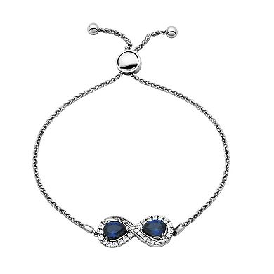 Sterling Silver Lab-Created Blue & White Sapphire Infinity Necklace & Bracelet Set