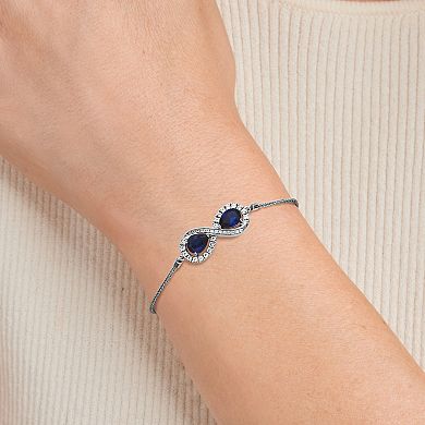Sterling Silver Lab-Created Blue & White Sapphire Infinity Necklace & Bracelet Set