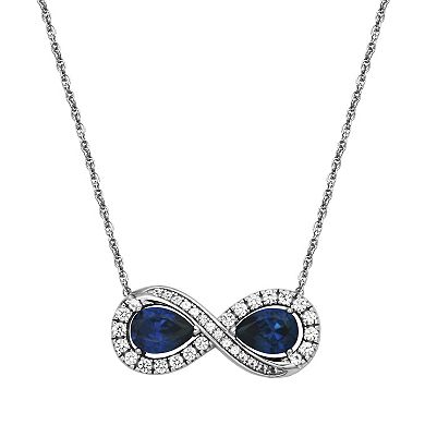 Sterling Silver Lab-Created Blue & White Sapphire Infinity Necklace & Bracelet Set