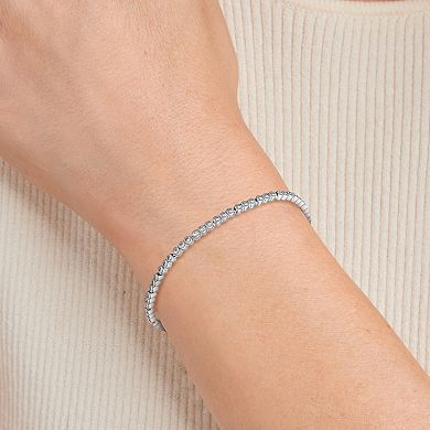 Sterling Silver Lab-Created White Sapphire Ring, Bracelet, and Hoop Earrings Set