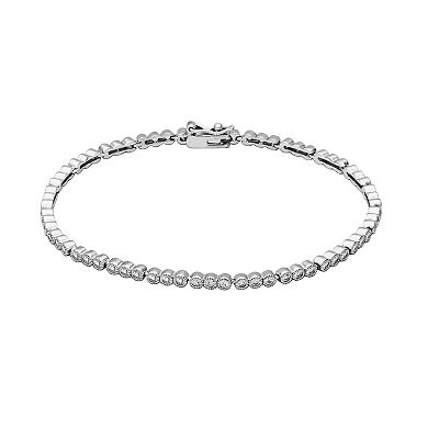Sterling Silver Lab-Created White Sapphire Ring, Bracelet, and Hoop Earrings Set