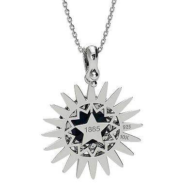 Sterling Silver Lab-Created Black Opal and White Sapphire Sunburst Pendant Necklace