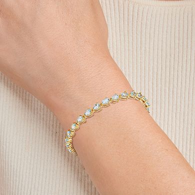 18k Gold Over Silver Sky Blue Topaz Pear Tennis Bracelet