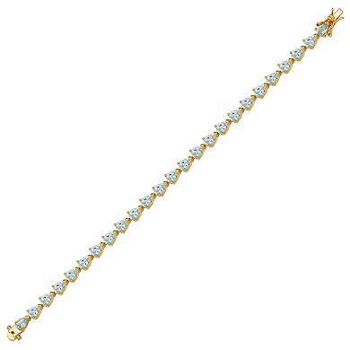 18k Gold Over Silver Sky Blue Topaz Pear Tennis Bracelet