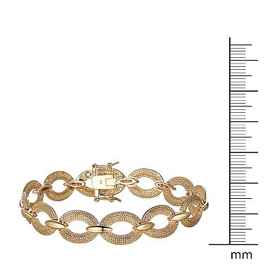 18k Gold Plated Textured Oval Link Bracelet