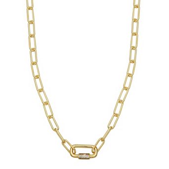 18k Gold Plated Cubic Zirconia Chain Link Necklace
