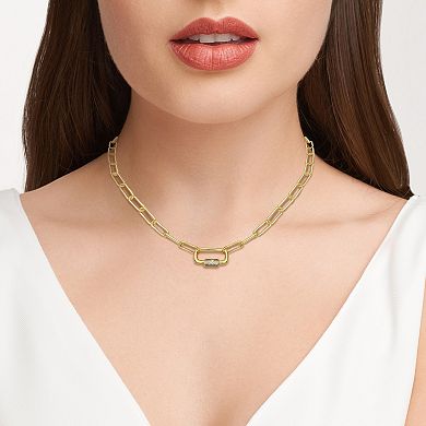 18k Gold Plated Cubic Zirconia Chain Link Necklace