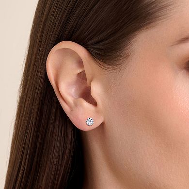 14k White Gold Cubic Zirconia Solitaire Stud Earrings