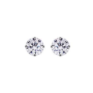 14k White Gold Cubic Zirconia Solitaire Stud Earrings