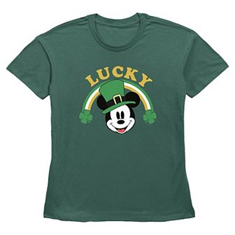 Disney's Mickey Mouse Lucky Shamrock Rainbow Women's Graphic Tee