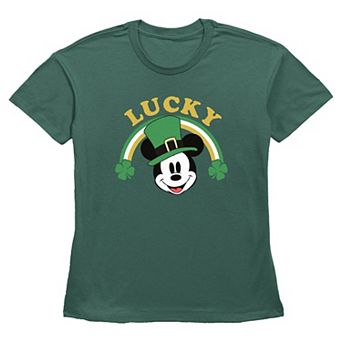 Disney's Mickey Mouse Lucky Shamrock Rainbow Women's Graphic Tee