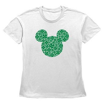 Disney's Mickey Mouse Shamrock Print Head Women's Graphic Tee