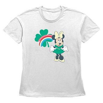 Disney's Minnie Mouse Rainbow Print Shamrock Women's Graphic Tee