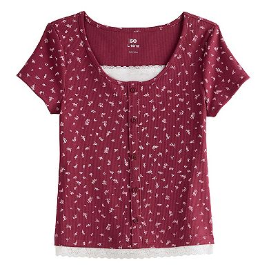 Girls 6-20 SO® Button Front Layered Tee in Regular & Plus Size
